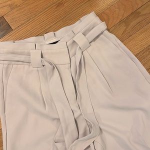 Express Baby Pink Ankle High Rise Paperbag Waist Pants